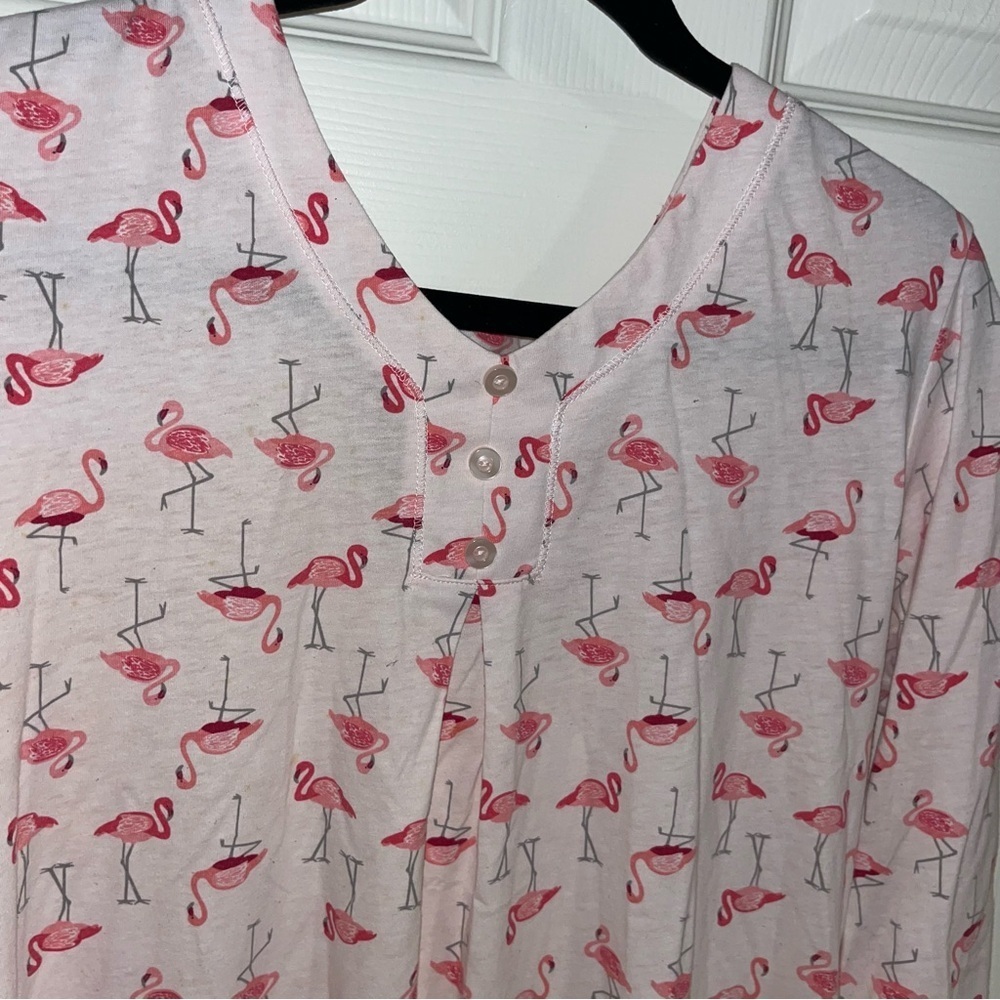 Pink flamingo nightgown sleep shirt nightshirt white orchid medium m med - Picture 3 of 5